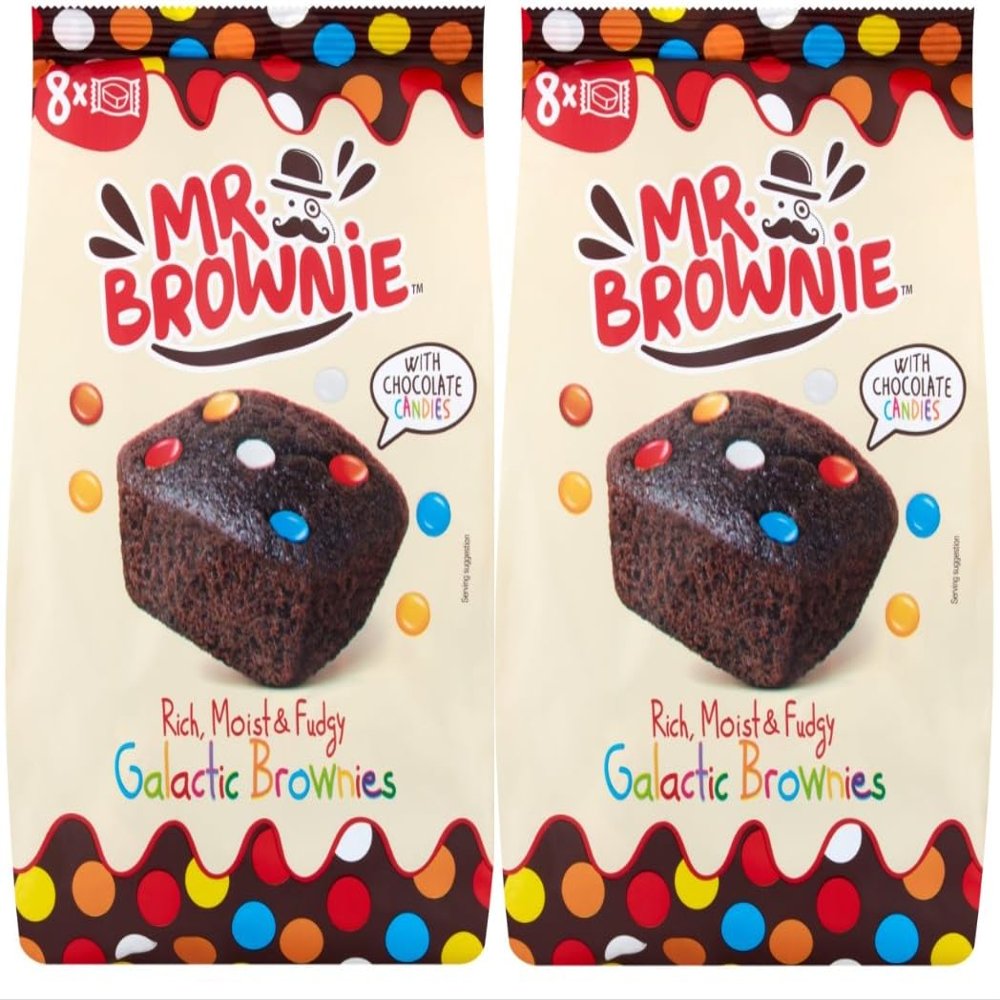 Galactic Brownies with Chocolate Candies, Rich Moist & Fudgy, Belgian Chocolate, Individually Wrapped, 2 Bags x 200g