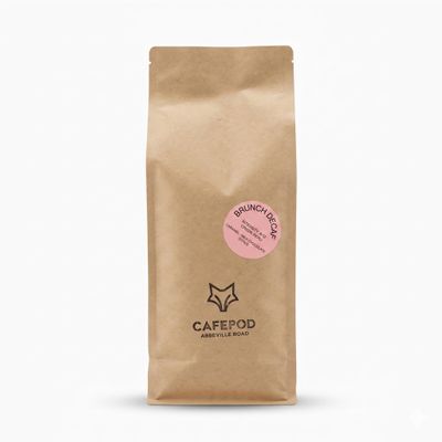 CafePod Decaf Brunch Blend Coffee Beans Intensity No. 8 Caramelised Roast with Notes of Chocolate Caramel Brownie - 1kg
