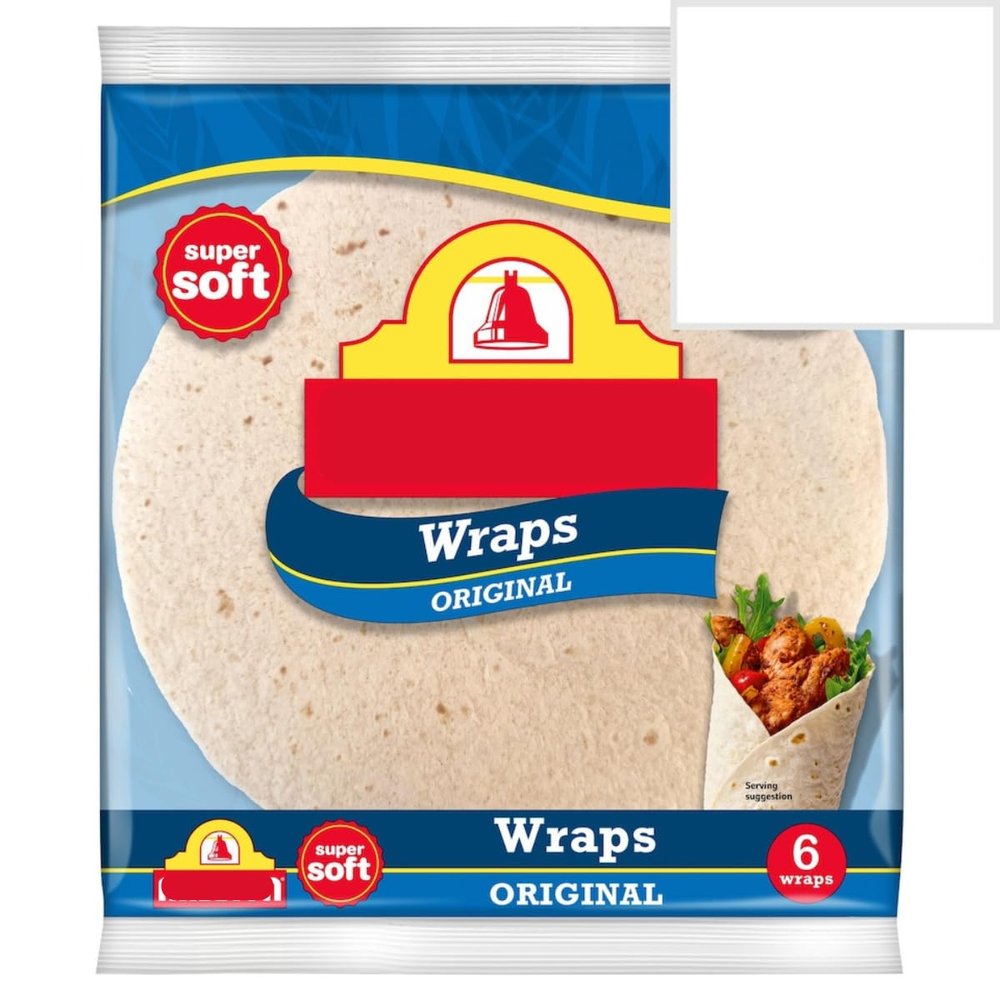 Original Super Soft Wheat Flour Tortilla Wraps, Vegan Friendly, 6 Wraps, 361g