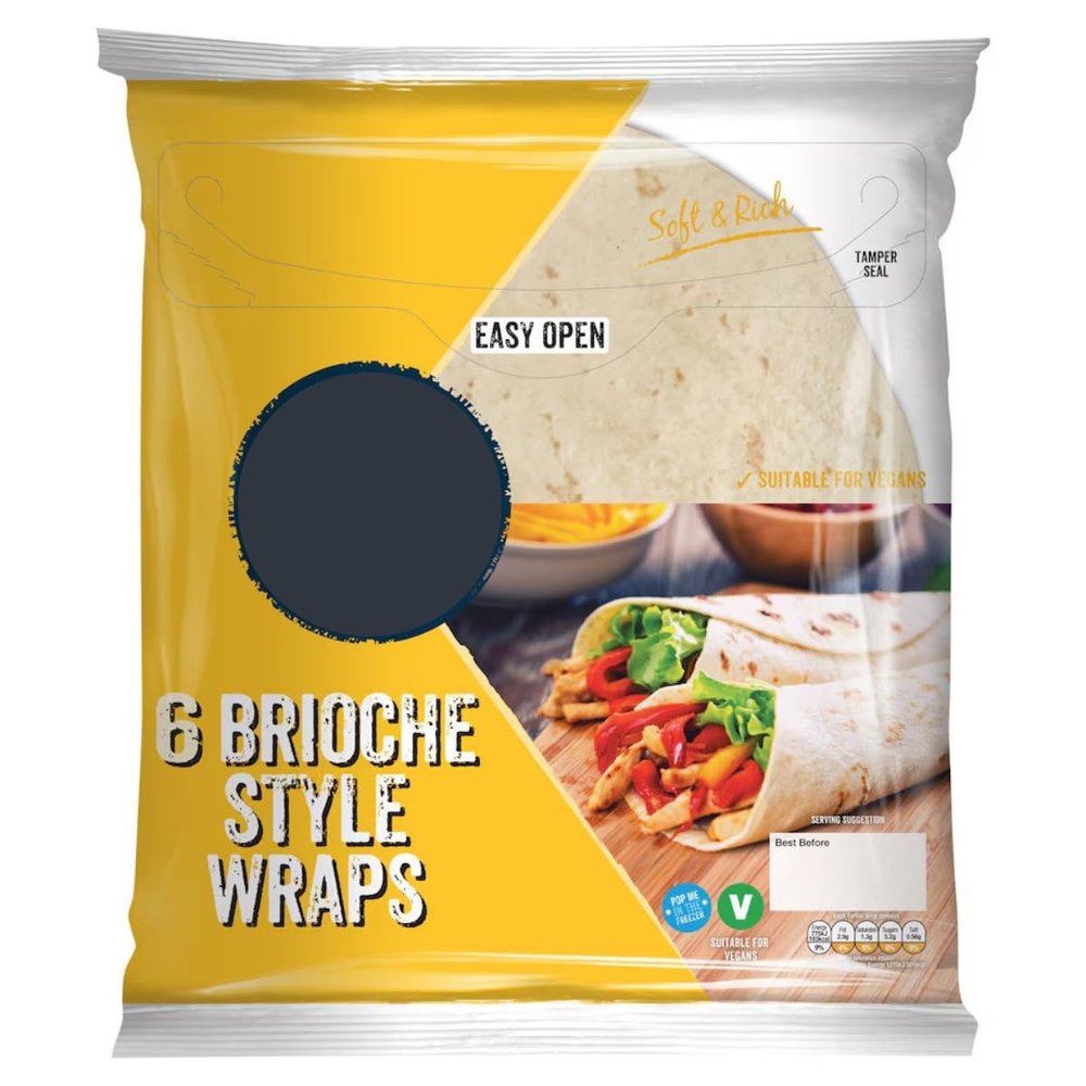 Brioche Style Wraps, Soft & Rich Butter Flavoured Tortillas, Suitable for Vegans, 366g