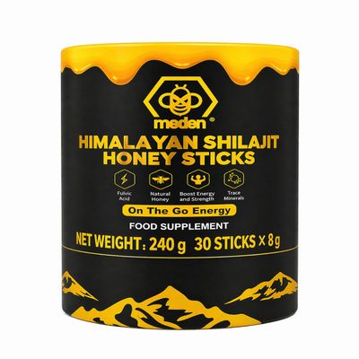 Himalayan Shilajit Honey Sticks with Saffron & Ginseng - 30 Sticks Gold Grade 100% Pure Himalayan Shilajit Honey Stick