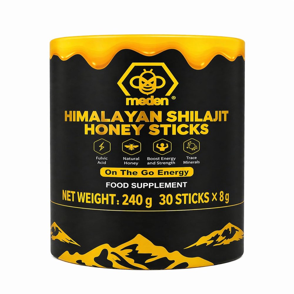 Himalayan Shilajit Honey Sticks with Saffron & Ginseng - 30 Sticks Gold Grade 100% Pure Himalayan Shilajit Honey Stick
