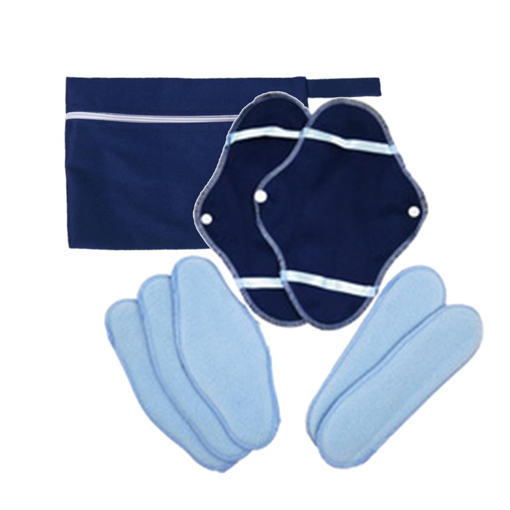8pcs Portable Foldable Cotton Menstrual Pads Washable Period Cloths with Zippered Storage Bag Friendly Period Products Menstrual Pads