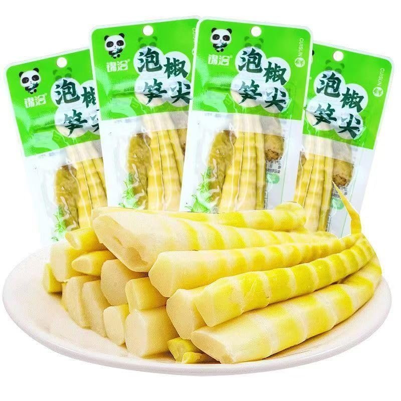Instant pickled pepper flavor crisp bamboo shoots, Spicy bamboo shoots tip, Hot and sour vegetable food, Chinese specialty snacks, Pickled pickles, Side dish, Condiment, Delicious kimchi (10 packs)