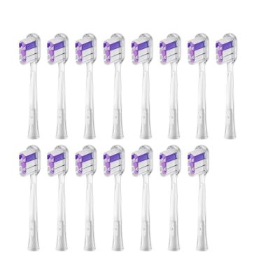 15pcs Brush Head Compatible for LaiFen LFTB01-P-A-S Sonic Electric Toothbrush Vacuum Packaging(Transparent-Purple)