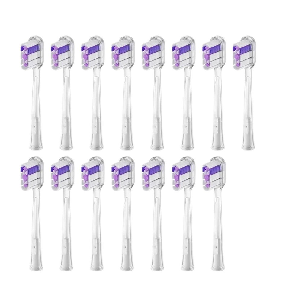 15pcs Brush Head Compatible for LaiFen LFTB01-P-A-S Sonic Electric Toothbrush Vacuum Packaging(Transparent-Purple)