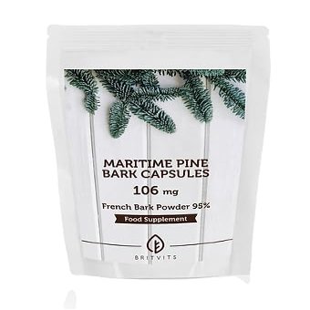 Britvits Maritime Pine Bark Capsules, 106mg, 150 Count, Tablet Form, for Digestive Tract Support, Adult Supplement (90) (30)