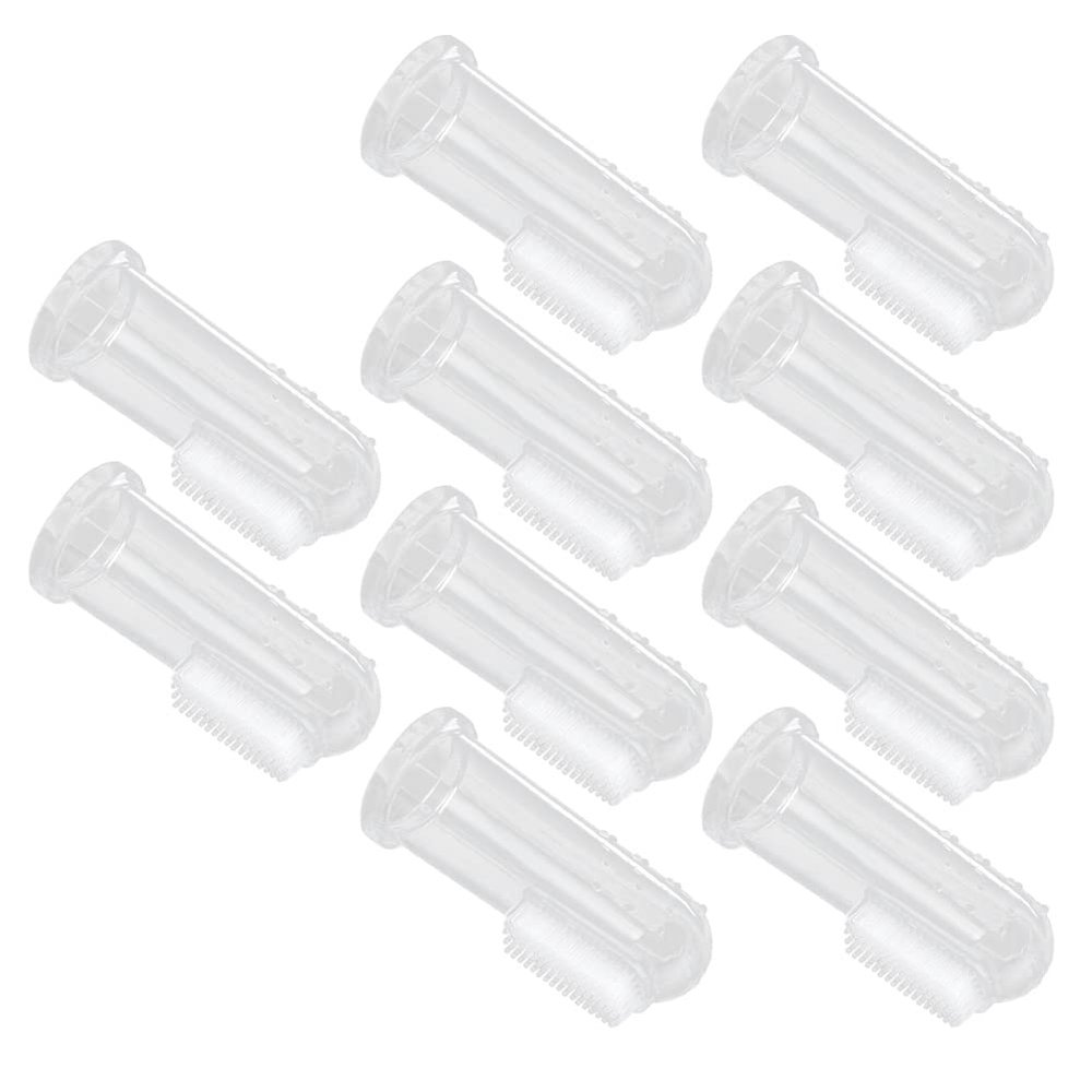 ZDETGU 10pcs Finger Toothbrush, Infant Silicone Soft Finger Toothbrushes for Newborns & Toddlers, Food Grade Tooth & Gum Massage, Transparent Hygienic Design (#3)