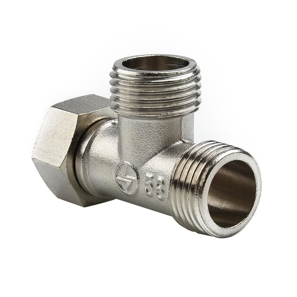 EasyByMall Copper T-Valve G1/2" 3-Way Diverter for Toilet Bidet Sprayer and Shower, 304 Stainless Steel Adapter with Female to Male Thread Connections