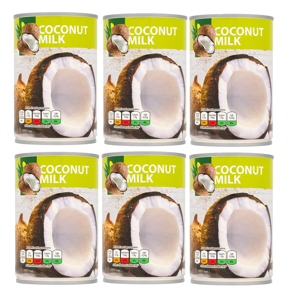 Coconut Milk 400ml Creamy Dairy Free Coconut Milk, Vegan Friendly Cooking Ingredient for Curries, Desserts & Drinks - smprd (6 x Tin)