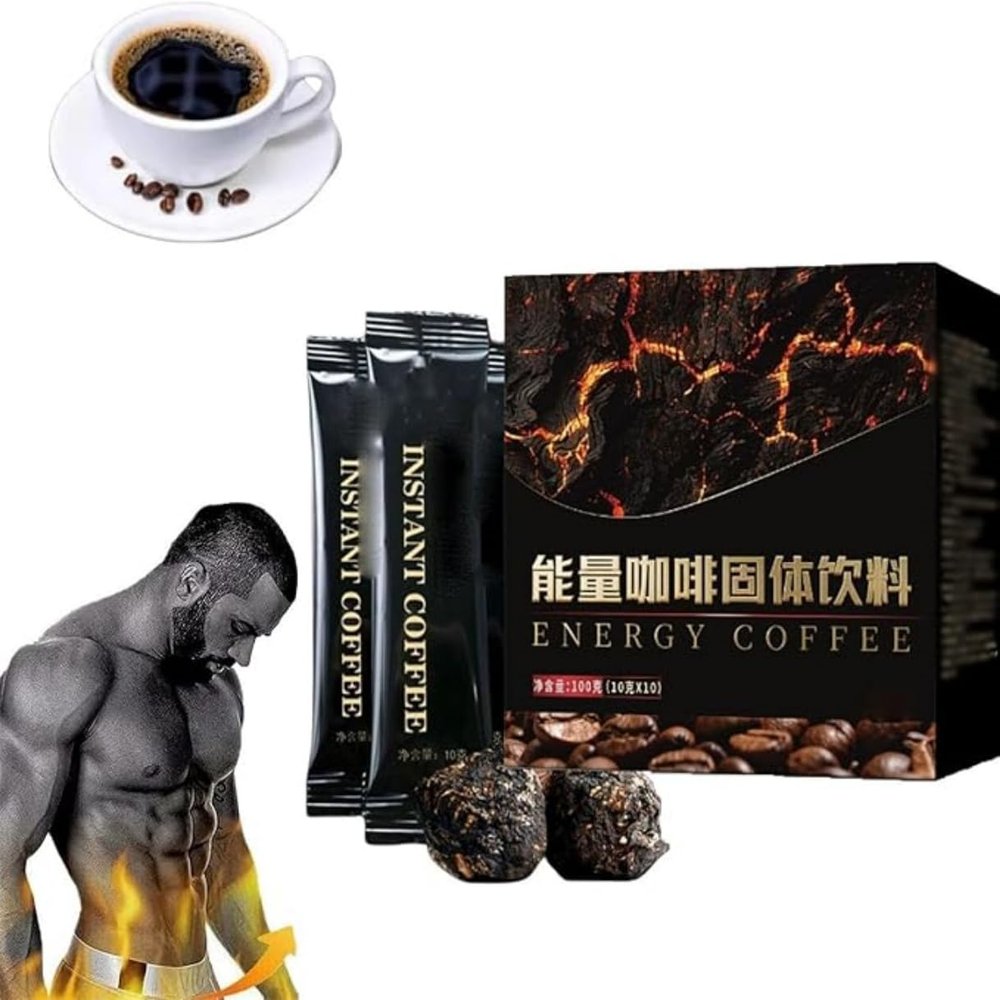 Black Maca Men's Energy Coffee, Instant Blended Coffee for Men, 2026 Upgraded Maca Instant Coffee, Focused Natural Energy Supplement, Enhance Male Vitality (1 Box)