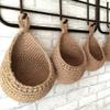 EasyByMall Hanging Wall Basket for Vegetables and Fruits, Handwoven Jute Cotton Rope Storage Organizer, Eco-Friendly Breathable Kitchen Decor view 1