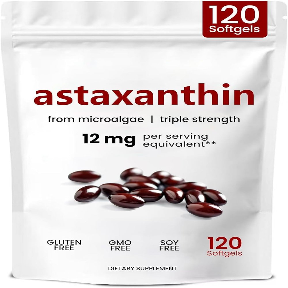 2026 New Astaxanthin Softgels 12mg, Premium Astaxanthin Antioxidant Supplement, Supports Eye, Joint, Internal Circulation, Skin Health, Vegan- Friendly & Gluten-Free - 120 Softgels (1 Bag)
