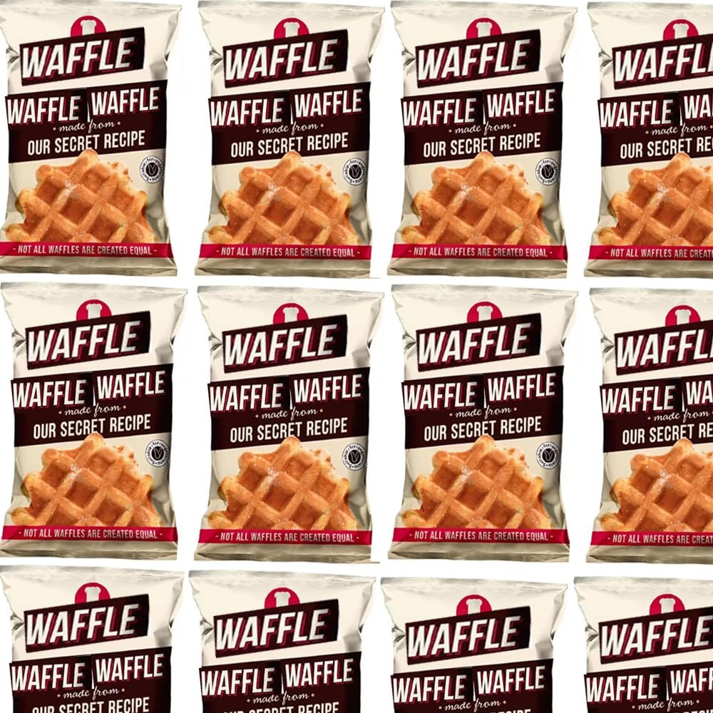 Belgan Waffles 28 x 90g Full Box - Includes Belgan Sugar Pearls,Can be Served Hot or Cold - wr
