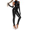 CEWIFO Lingerie Robe Long Plus Size Sexy for Women 16-32 PVC Bodysuit Shiny Zipper Catsuit Fashionable Night Out Outfit Clubwear Contemporary Choice (Black, XXXXXL) view 2