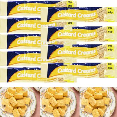 Custard Cream Biscuits Packs PMP 150g - Creamy Custard Flavour Filling Sandwiched Between 2 Biscuits - Creme Biscuits (16 x Packs (Full Box))