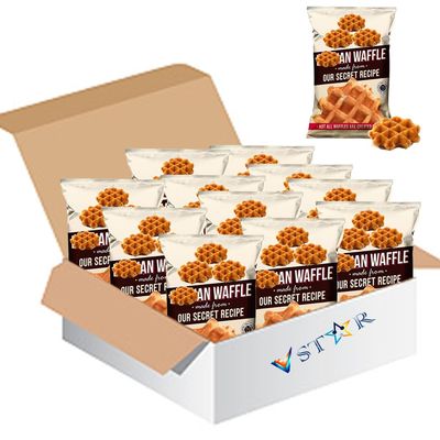 Belgian Style Waffles 90g Authentic Waffles with Sugar Pearls, Soft & Fluffy Sweet Caramelised Snack Ready to Eat Dessert (14 x Bags)
