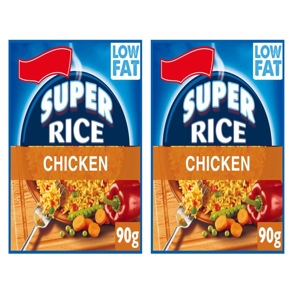 Super Rice Chicken Flavour Seasoned Rice, Low Fat, Suitable for Vegetarians, 90g,Pack Of 2