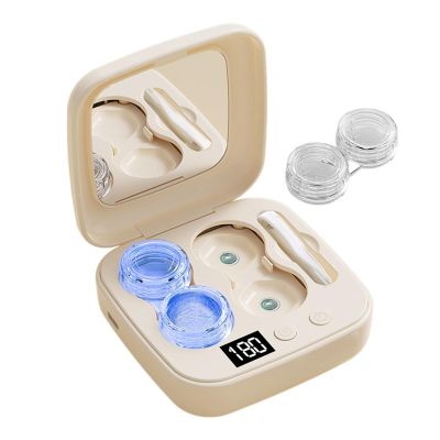 Contact Lens Cleaner, Portable Ultrasonic Soft & Hard Lens Cleaning Care, 6 Modes LED Display Intelligent Cleaner Machine with Type-C Charger for Home Vacation Indoor Trip School Travel