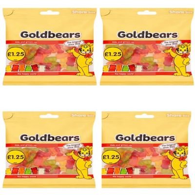4 x Goldbears 140g Bags The Original Gummy Bears Multipack Mixed Fruit Flavour Jelly Sweets Bulk Bundle for Kids Parties, Movie Nights & Lunchboxes
