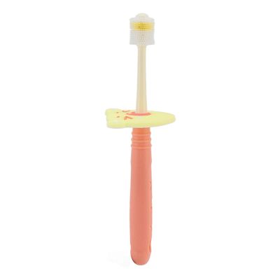 Yinhing 360 Degree Toothbrush Teether Soft Nanomaterial for Infant Oral Care Plaque Removal and Gum Safe PP Material Orange