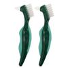 DRESSOOS 2pcs Hard Bristle Denture Brush with Dual Head Design and Double Sided Cleaning for False Teeth and Denture Care, Nylon Bristles and Pp Handle, for Travel and Daily Use view 1