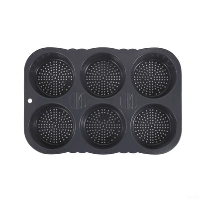 Silicone Hamburger Bun, 6-Cavity Non-Stick Baking Tray for Homemade Burger Buns, Flexible Bakeware with Even Heat Distribution, Dishwasher Safe