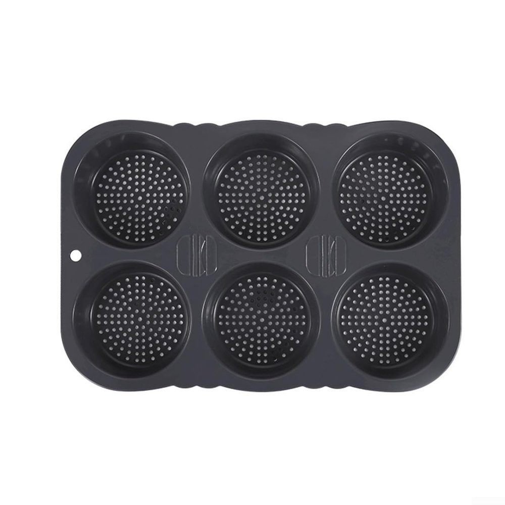 Silicone Hamburger Bun, 6-Cavity Non-Stick Baking Tray for Homemade Burger Buns, Flexible Bakeware with Even Heat Distribution, Dishwasher Safe