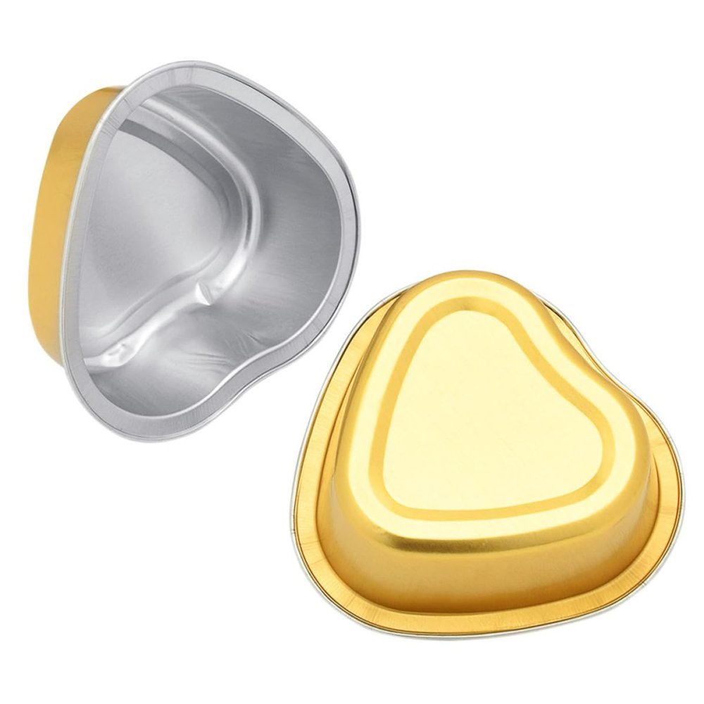 ABOOFAN Metal Melting Wax Bowls Thin Application Feature 5pcs Heart Shape Golden Colour for Hair Removal Suitable for Body Parts Wax Warmer Use