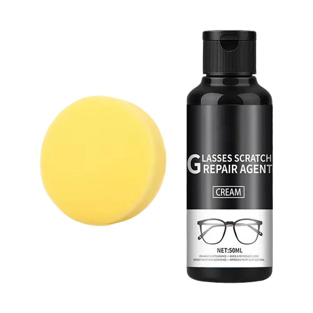 Eye Glass Scratch Remover for Lenses - Gentle 50ml with Sponge Portable | Resin Lens Coating Repair | for Yellowing Peeling Cracks Missing Corners Home School Office Travel