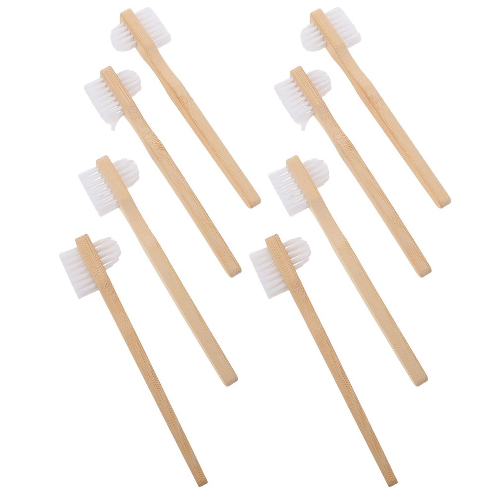 GETAJGHSD Denture Brush Medium Hardness Nylon Bristles for False Teeth 8pcs with and Ergonomic Anti- Handle, Suitable for Cleaning Oral Appliances at Home Or Travel