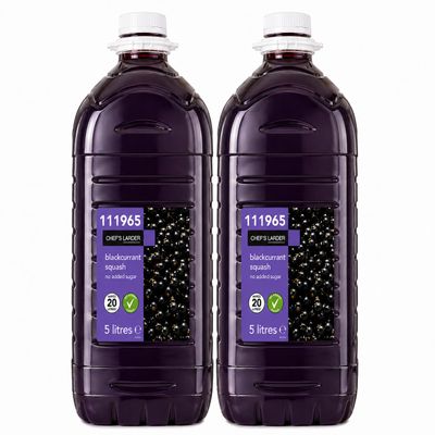 Blackcurrant Squash No Added Sugar Concentrated Fruit Drink Cordial Diluting Juice for Home, Office & Catering Large Bottle Drink Mix for Everyday Refreshment (2 x 5 Litre)