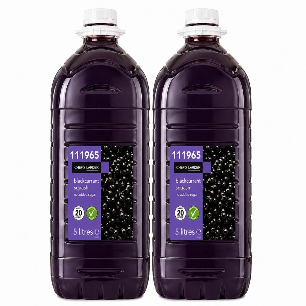 Blackcurrant Squash No Added Sugar Concentrated Fruit Drink Cordial Diluting Juice for Home, Office & Catering Large Bottle Drink Mix for Everyday Refreshment (2 x 5 Litre)