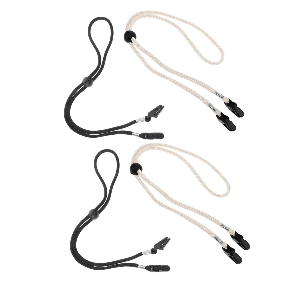 Holibanna 4pcs Adjustable Elastic Hat Chin Cord Clips with Removable Windproof Straps, Polyester Material for Skiing and Travel Outdoor Activities