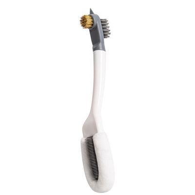 DRESSOOS Multifunctional Handle with Brush Three-ended Shoe Cleaning Three-sided Brush, Curved and Pp Material for without Scratching Suitable Gaps Grooves Shoes