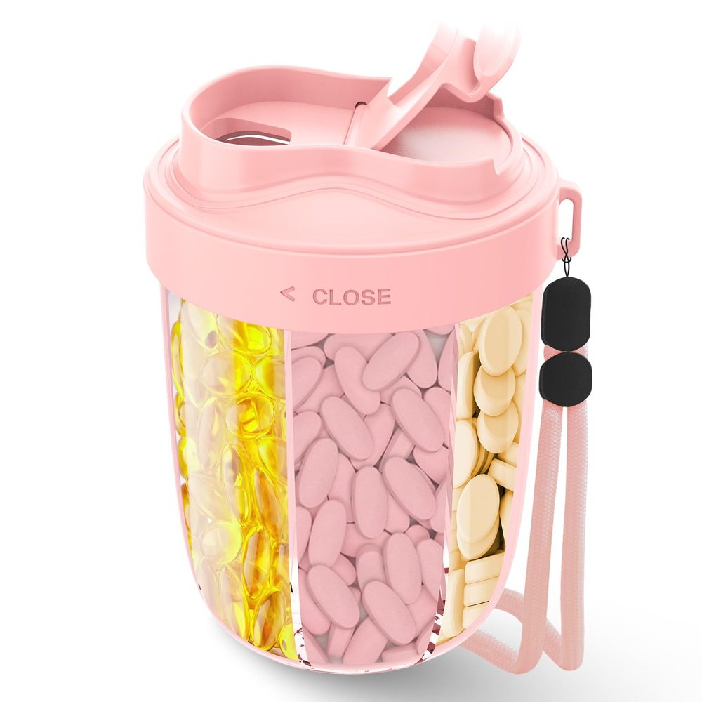 New 7-Compartment Medicine Packaging Cup, Medicine Box, Travel Office, Fitness Food Grade Material (Pink)