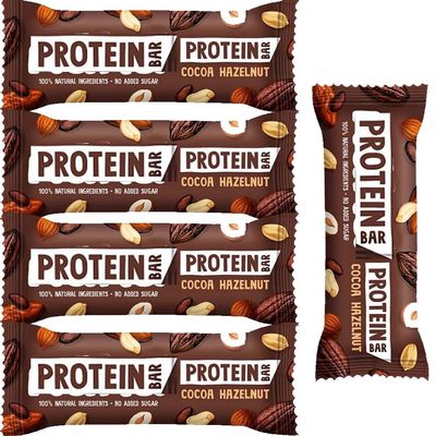 Protein Bars Fruit & Nut Variety Pack Cocoa Hazelnut & Blueberry Muffin, Healthy Snack Bar, Natural Ingredients, High Fibre Energy Bar -ndk (9 x Bar, Protein Cocoa Hazelnut Fruit & Nut Bar 45g)