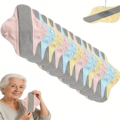 12PCS Reusable Graphene Incontinence Pads, Reusable Sanitary Pads,Leak-Proof & Waterproof Washable Incontinence Pads,Honeycomb Absorbent for Elderly Care & Mobility Support, Feel Dry, Comfortable