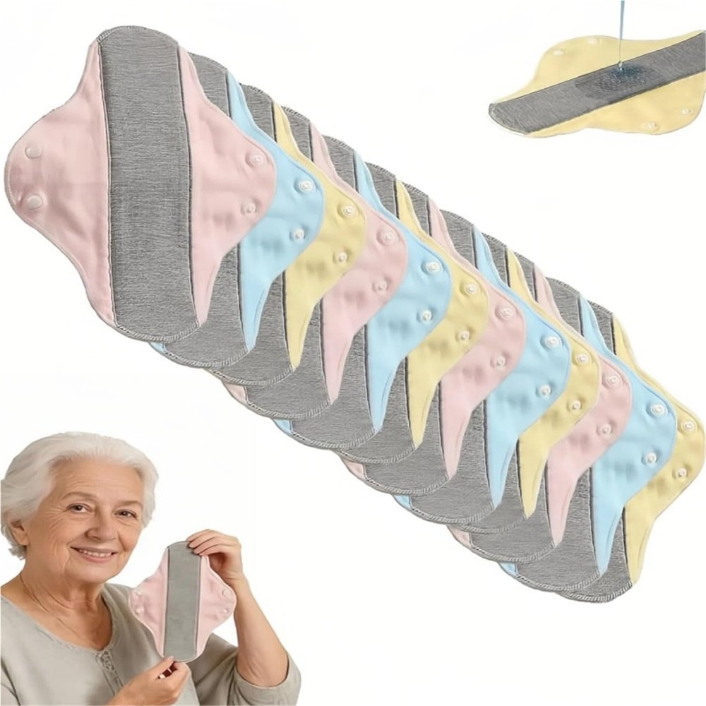 12PCS Reusable Graphene Incontinence Pads, Reusable Sanitary Pads,Leak-Proof & Waterproof Washable Incontinence Pads,Honeycomb Absorbent for Elderly Care & Mobility Support, Feel Dry, Comfortable