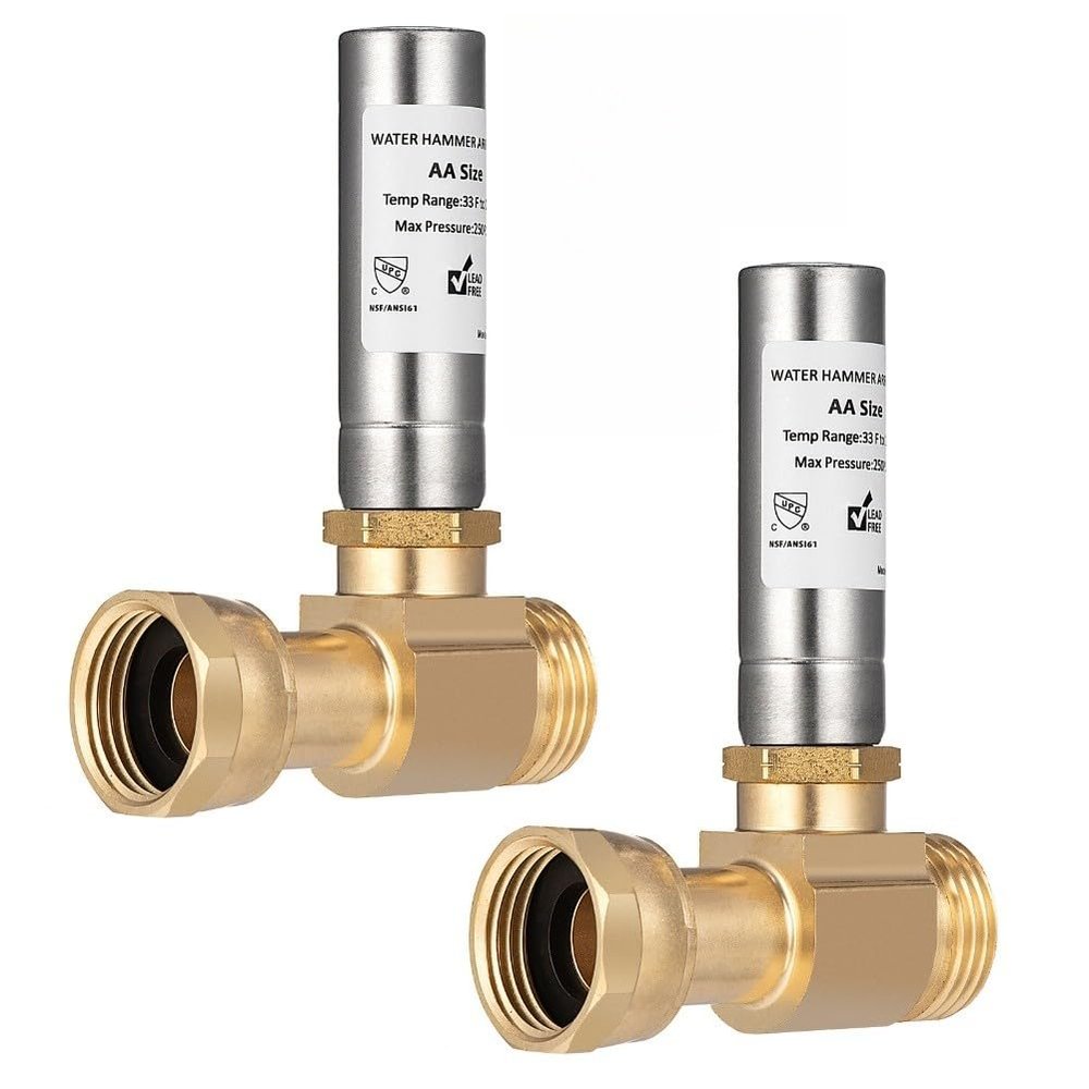 EasyByMall 2 Pack Water Hammer Arrestor, Brass 3/4" NH Straight-Through for ELIMINATOR for Washing Machine, Reduces Noise Up to 250 PSI