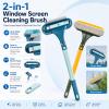 2-in-1 Window Screen Cleaning Brush Value Set, Window Screen Cleaner Tool, Mesh Screen Cleaner with Squeegee and Corner Brush, Long Handle Screen Brush for Glass (YELLOW-GREEN 2PCS) view 2