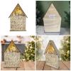 ljhnba Christmas Countdowns Calendar with LED Lights Stylish Wood Advents Calendar with LED Light and Christmas Themed Drawer Holiday Storage Drawers view 2