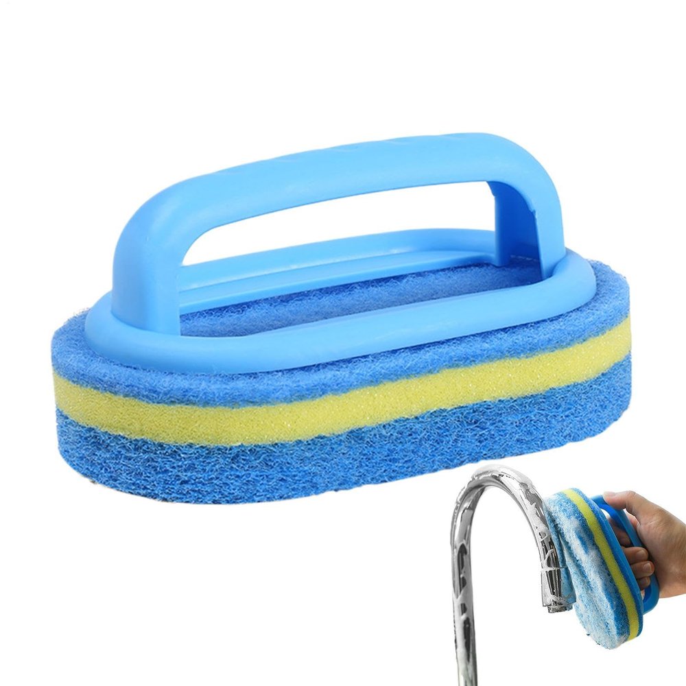 Bathroom Cleaning Sponge - Scrubber with Ergonomic Handle, Household Scrubber | Effortless, Heavy Duty Cleaning Tool for Kitchen, Toilet, Sink, Tiles, Shower, Spa,