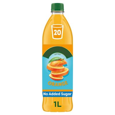 Orange Squash, No Added Sugar, 1L Bottle, Makes 20 Glasses, Only 3 Calories per Glass, Vegan and Vegetarian Approved