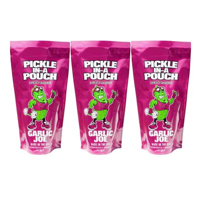 American Pickles In Pouch Jumbo Pickles 3 Bags - Variety of Tangy Flavours - Ultra Low Calorie Snack - Ready to Eat (3*PICKLE IN-A POUCH GARLIC 306g)
