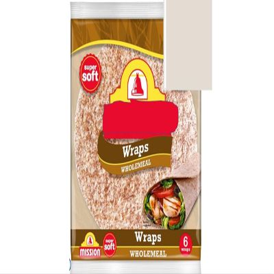 Soft Wholemeal Tortilla Wraps, Wheat Flour, 367g, Pack of 1,Made with wholemeal wheat flour, these wraps offer a wholesome, hearty flavour ideal for everyday meals.