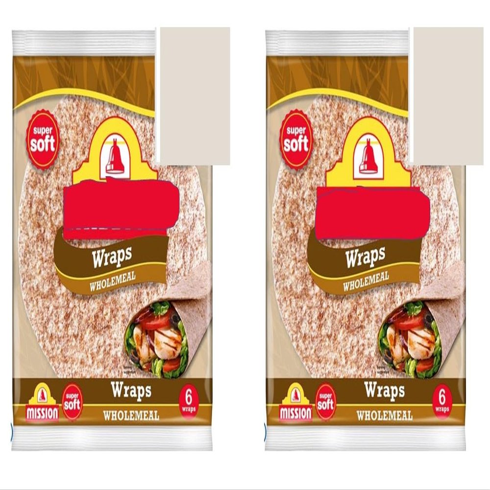 Wholemeal Tortilla Wraps 367g Pack of 2, Made with wholemeal wheat flour, these wraps offer a wholesome, hearty flavour ideal for everyday meals.