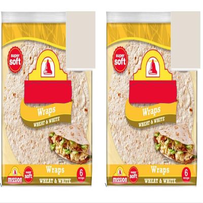 Wheat & White Wraps 367g Pack of 2, Ideal for wraps, burritos, quesadillas, and more, these tortillas are a versatile addition to any meal.