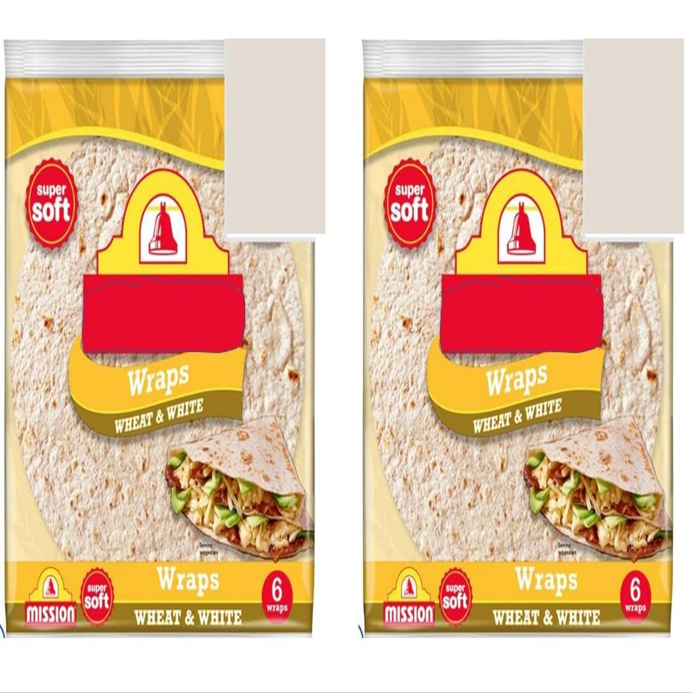 Wheat & White Wraps 367g Pack of 2, Ideal for wraps, burritos, quesadillas, and more, these tortillas are a versatile addition to any meal.