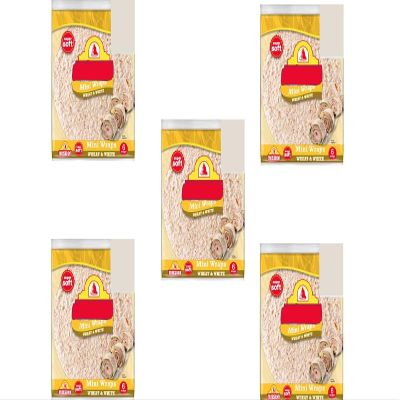 Mini Wheat & White Tortilla Wraps Pack of 5,Each pack contains 6 mini tortilla wraps with a total net weight of 186g, ideal for everyday use.